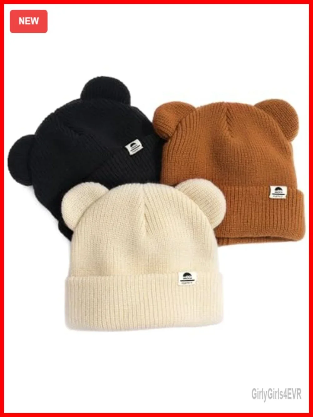 Baby Beanie Winter Hat with Bear Ear Soft Knitted Skull Cap